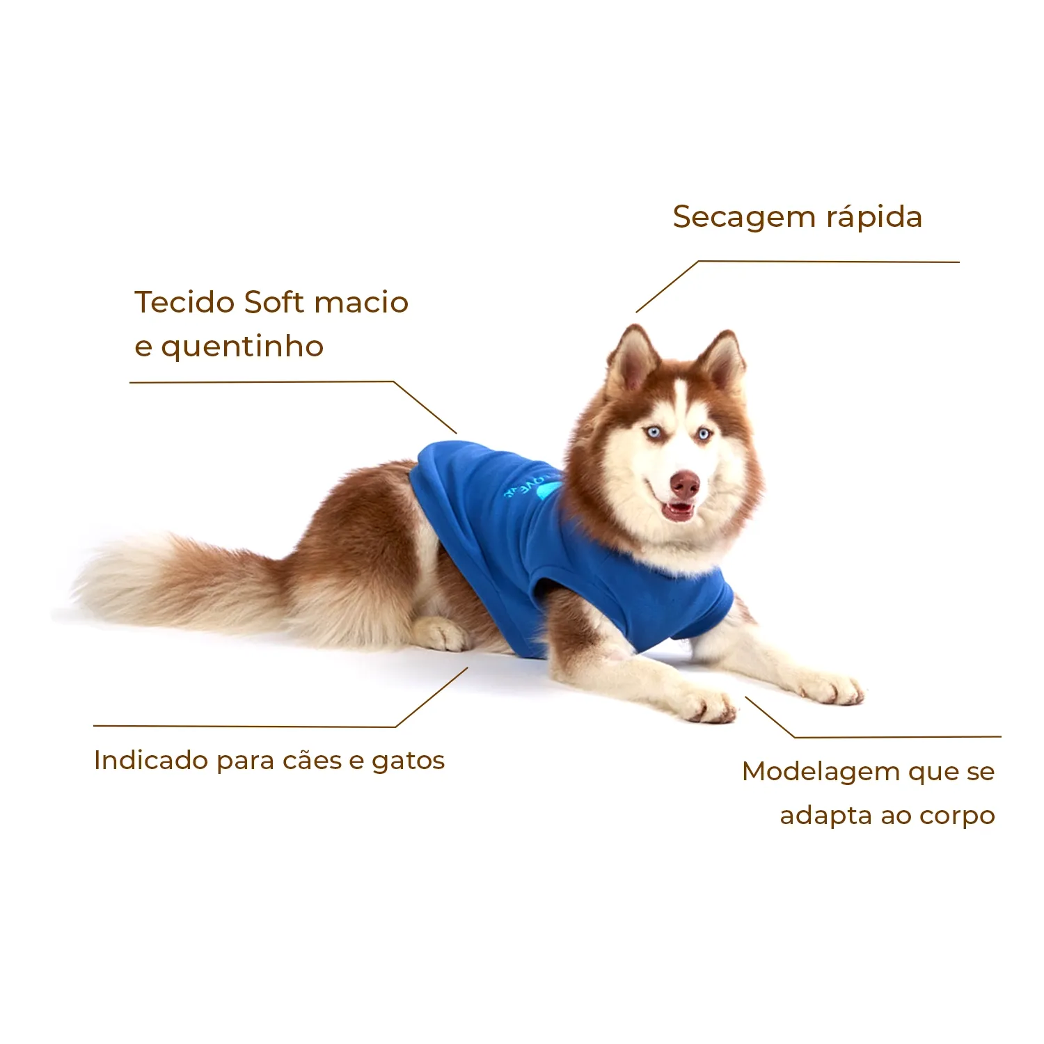 Camiseta Eat Play Love Azul Bichinho Chic